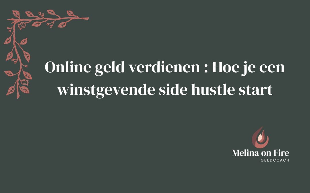 Donkergroene afbeelding met witte tekst over online geld verdienen, met een minimalistisch design